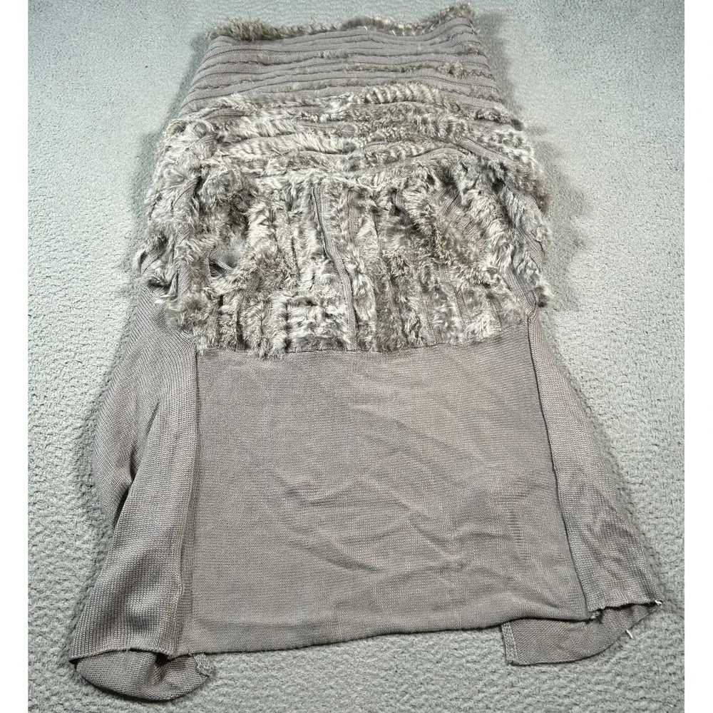 Neiman Marcus Alberto Makali‎ Vest Sweater Womens Large Gray Rabbit Fur Cardigan
